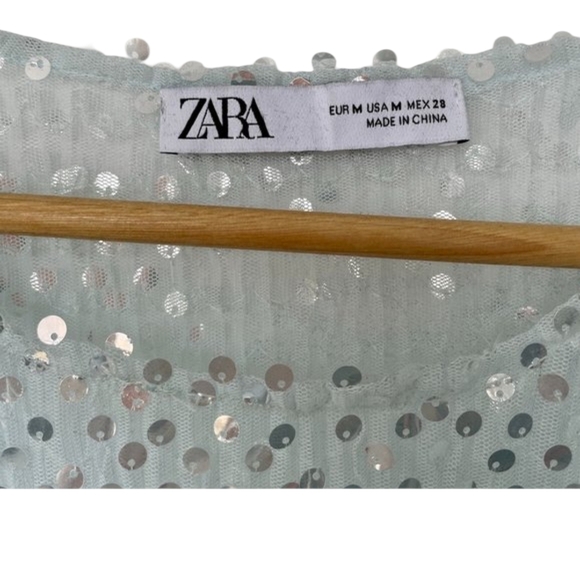 Zara Shimmering Translucent Ruffle Blouse Size M - Picture 2 of 5